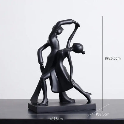 Minimalist black and white abstract resin sculpture featuring two intertwined dancers for living room decorbites abstract decor