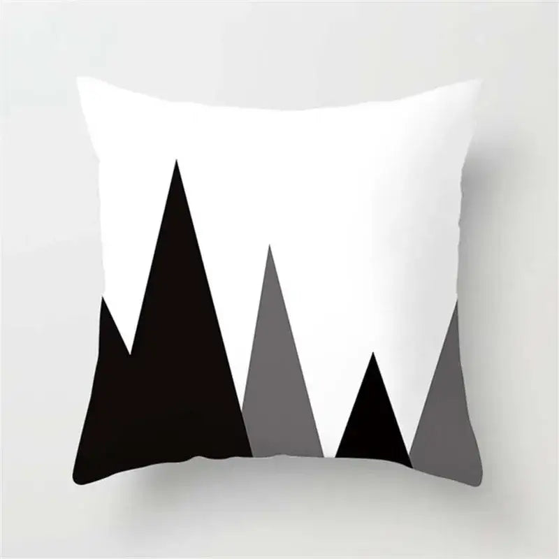 White flocking pillowcase with minimalist black and gray mountain design for decorbites black white living room decor