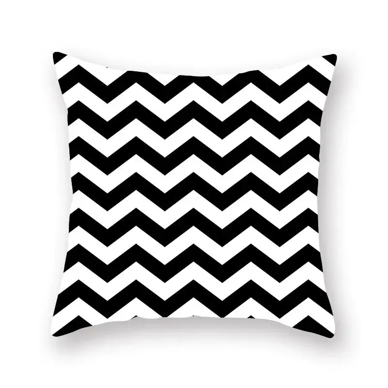 Minimalist black and white chevron-patterned decorbites black geometric cushion cover for living room decor