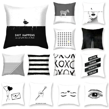 Minimalist black and white geometric cushion cover featuring decorbites black geometric throw pillows with unique designs for living room decor
