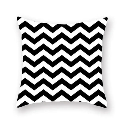 Minimalist black and white chevron patterned geometric cushion cover for living room decorbites black geometric style