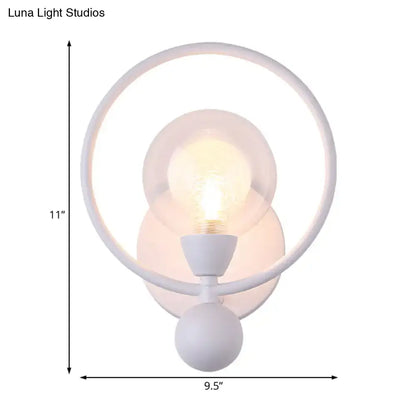 Minimalist black and white glass ball wall sconce with frosted glass ball shade for 220v-240v bedroom lighting