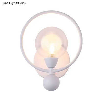 White minimalist black and white glass ball wall sconce with frosted glass ball shade for bedroom 220v-240v 110v-120v lighting