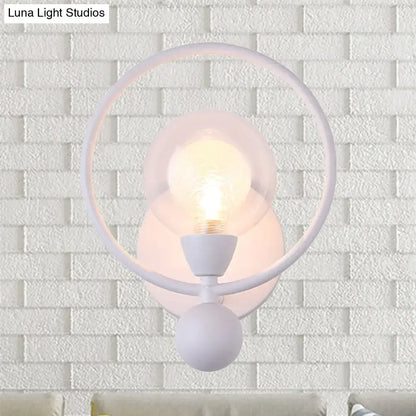 Minimalist black and white glass ball wall sconce with frosted glass ball shade 220v-240v bedroom light