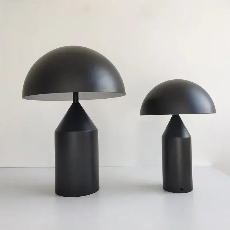 Black matte-finished decorbites iron mushroom table lamps with sleek geometric bases ideal for minimalist bedroom lighting