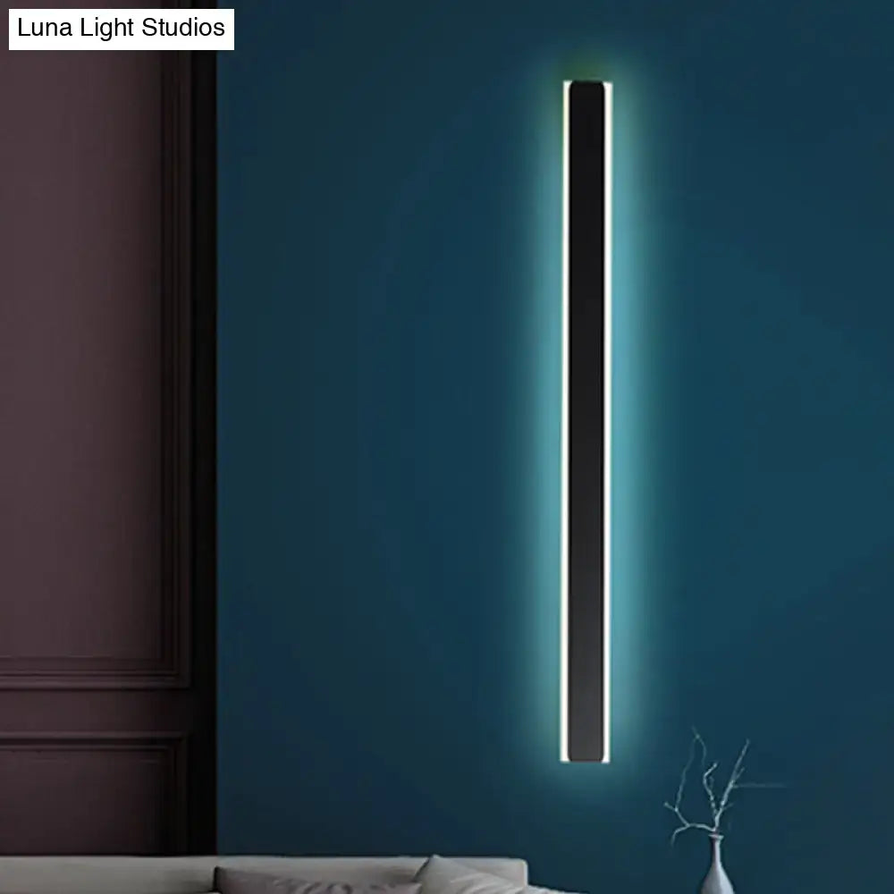 Minimalist black and white led wall lamp with slim black frame and blue led illumination for bedroom sconce lighting