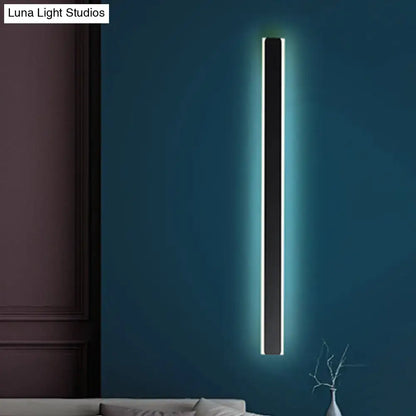Minimalist black and white led wall lamp with slim black frame and blue led illumination for bedroom sconce lighting