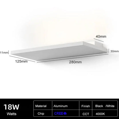 Minimalist black and white led wall light with aluminum construction and sleek design for bedroom and living room decorbites wall light