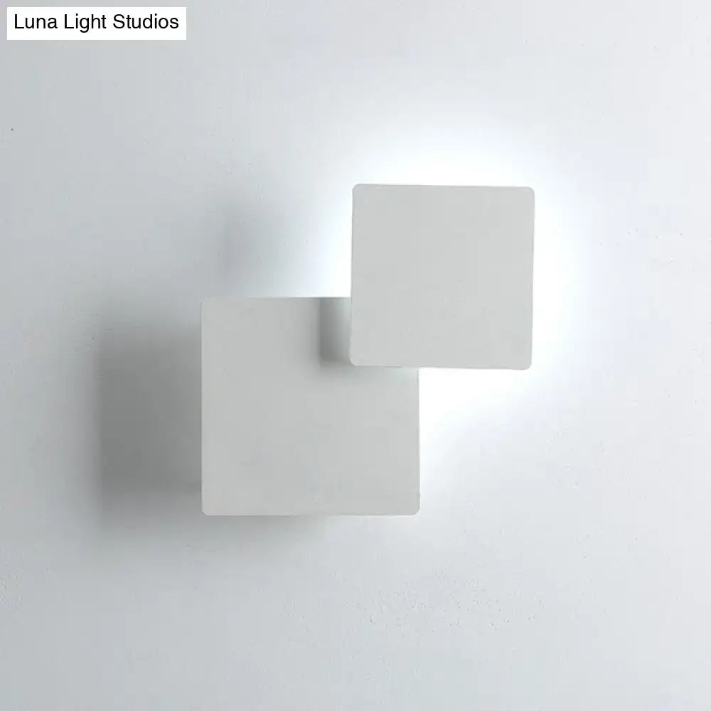 Minimalist white square wall lamp with modern geometric design featuring smd light source for bedroom use