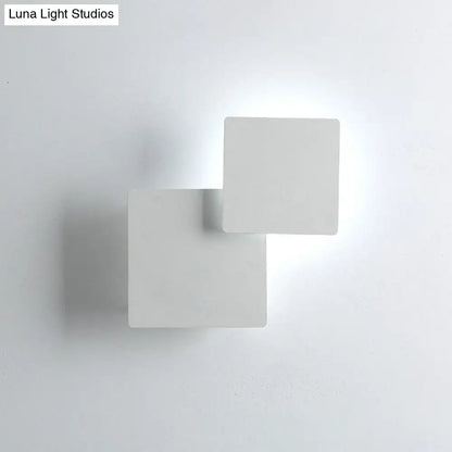Minimalist white square wall lamp with modern geometric design featuring smd light source for bedroom use
