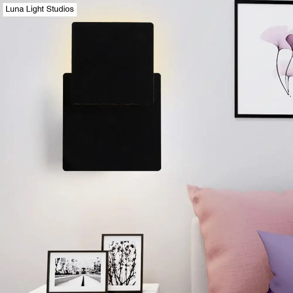 Black rectangular wall lamp with sleek minimalist design featuring smd light source for modern bedroom lighting