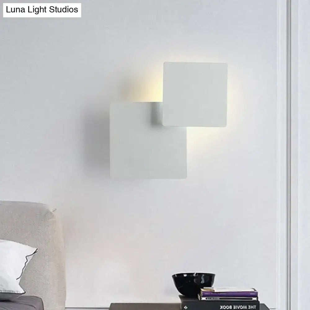 Modern white square wall lamp with minimalist design and smd light source for bedroom lighting