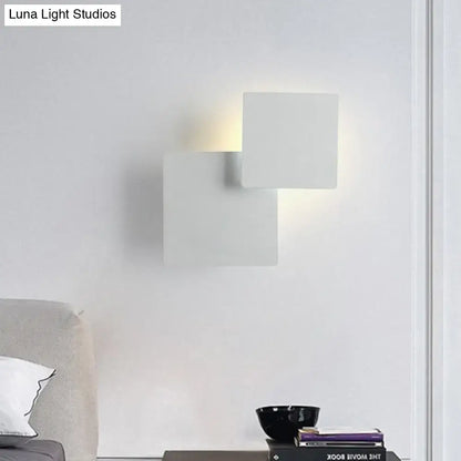 Modern white square wall lamp with minimalist design and smd light source for bedroom lighting