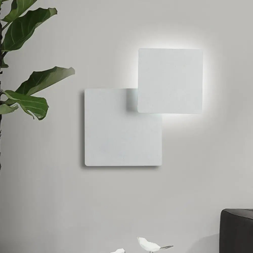 Minimalist white square wall lamp with smd light source and modern design for stylish bedroom lighting
