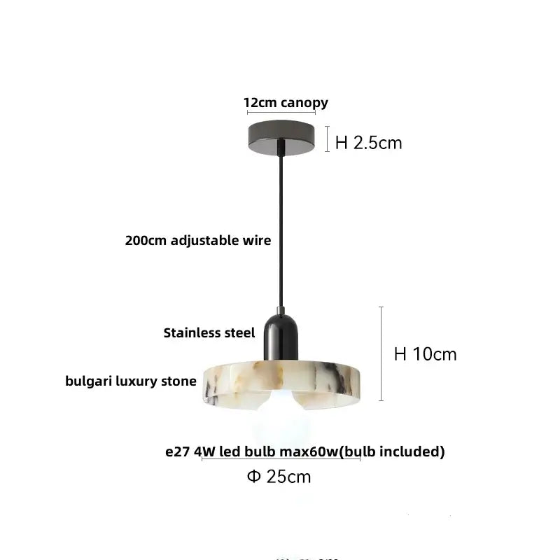 Minimalist brass and beige concrete pendant light with black stainless steel canopy and polished bulgari stone shade decorbites copper yellow led
