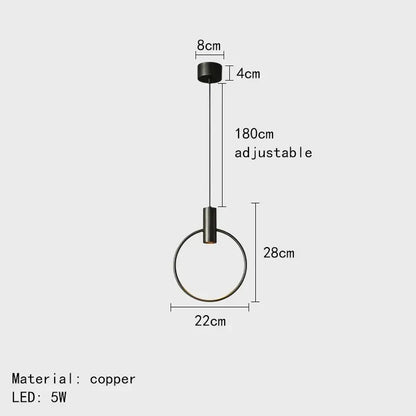 Black copper ring pendant light with adjustable 180cm hanging length and circular design for minimalist brass ring chandelier decorbites brass ring