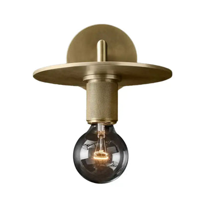 Decorbites minimalist bronze wall sconce with brass finish textured stem and dark-tinted glass shade light bulb