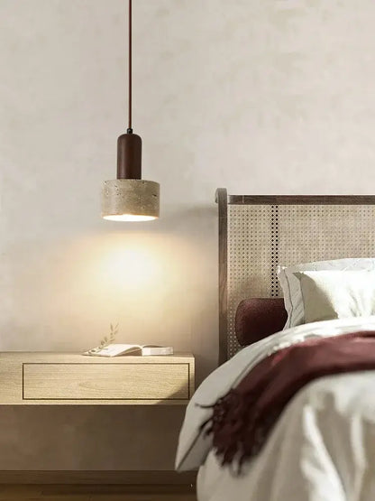 Minimalist brown and cream decorbites cream wind led pendant lamp with matte dark brown top and concrete shade for dining room