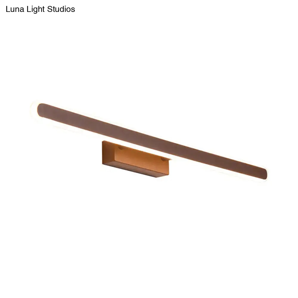 Modern copper-finished minimalist brown led vanity wall light with sleek rectangular design for bathroom wall light