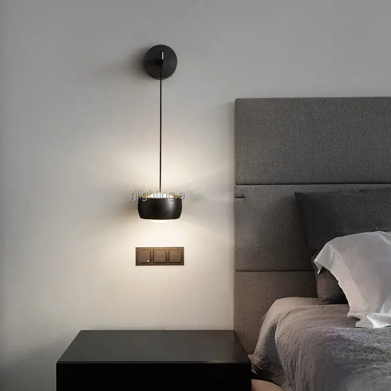 Black matte wall lamp with minimalist brushed brass finish and led lighting ideal for bedroom decorbites copper adjustable style