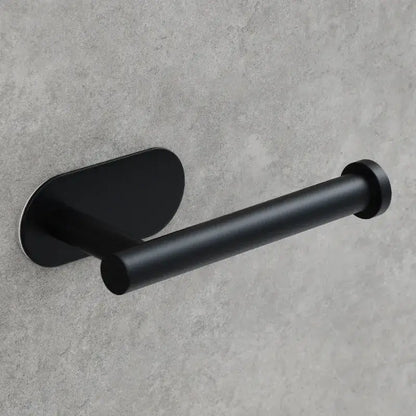 Black matte metal tissue holder with a sleek modern design for bathroom stand minimalistic stainless steel style