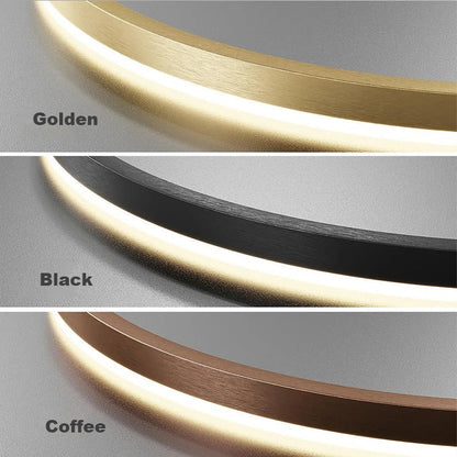Minimalist Brushed Ring Pendant Light in Gold and Black - Decorbites