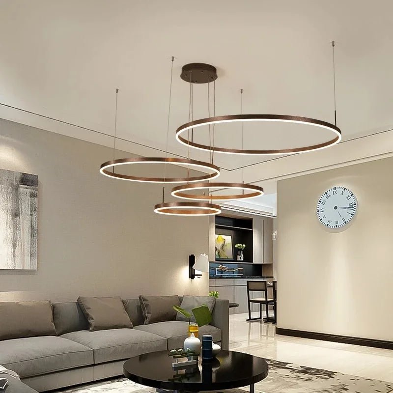 Minimalist Brushed Ring Pendant Light in Gold and Black - Decorbites