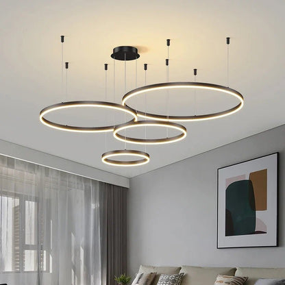 Minimalist Brushed Ring Pendant Light in Gold and Black - Decorbites