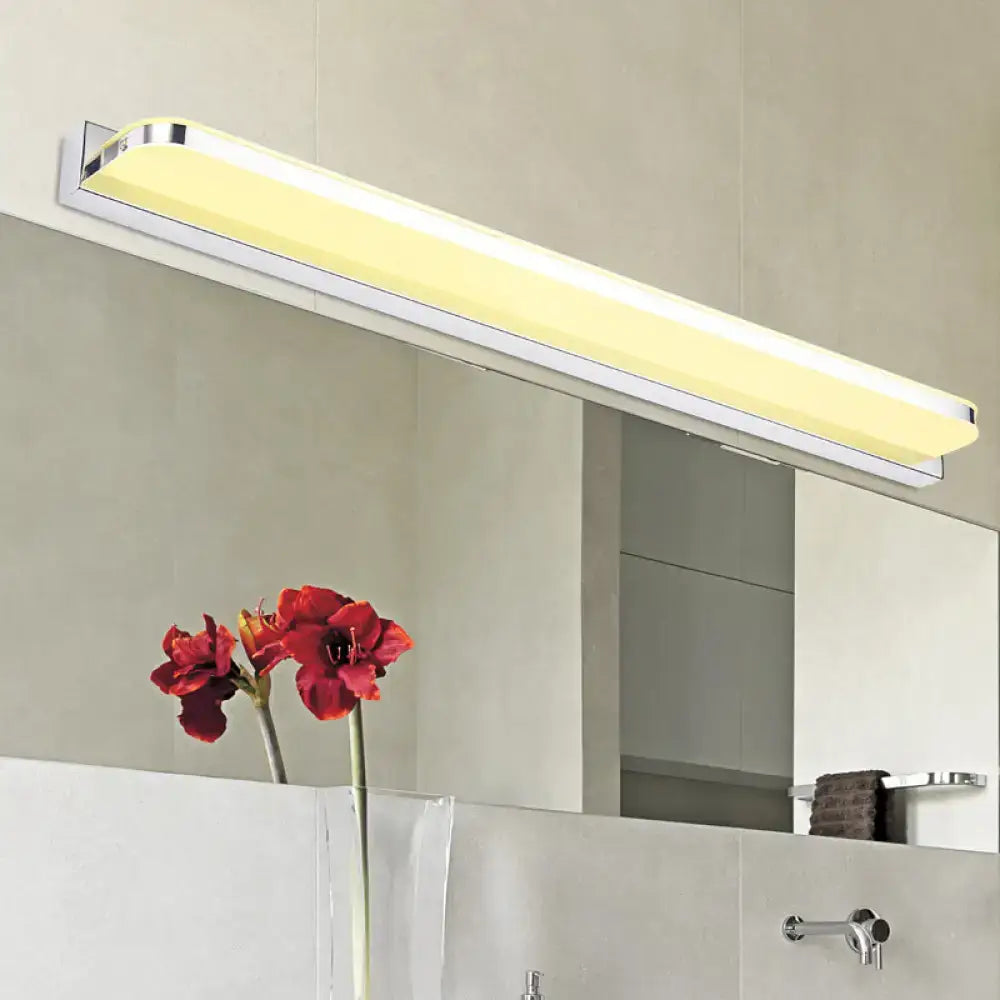 Modern chrome rectangular led vanity wall light with warm yellow glow for bathroom wall lamp use