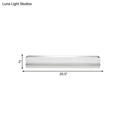 Minimalist chrome led vanity wall light with sleek rectangular design 20.5 by 2 inches perfect as bathroom wall light