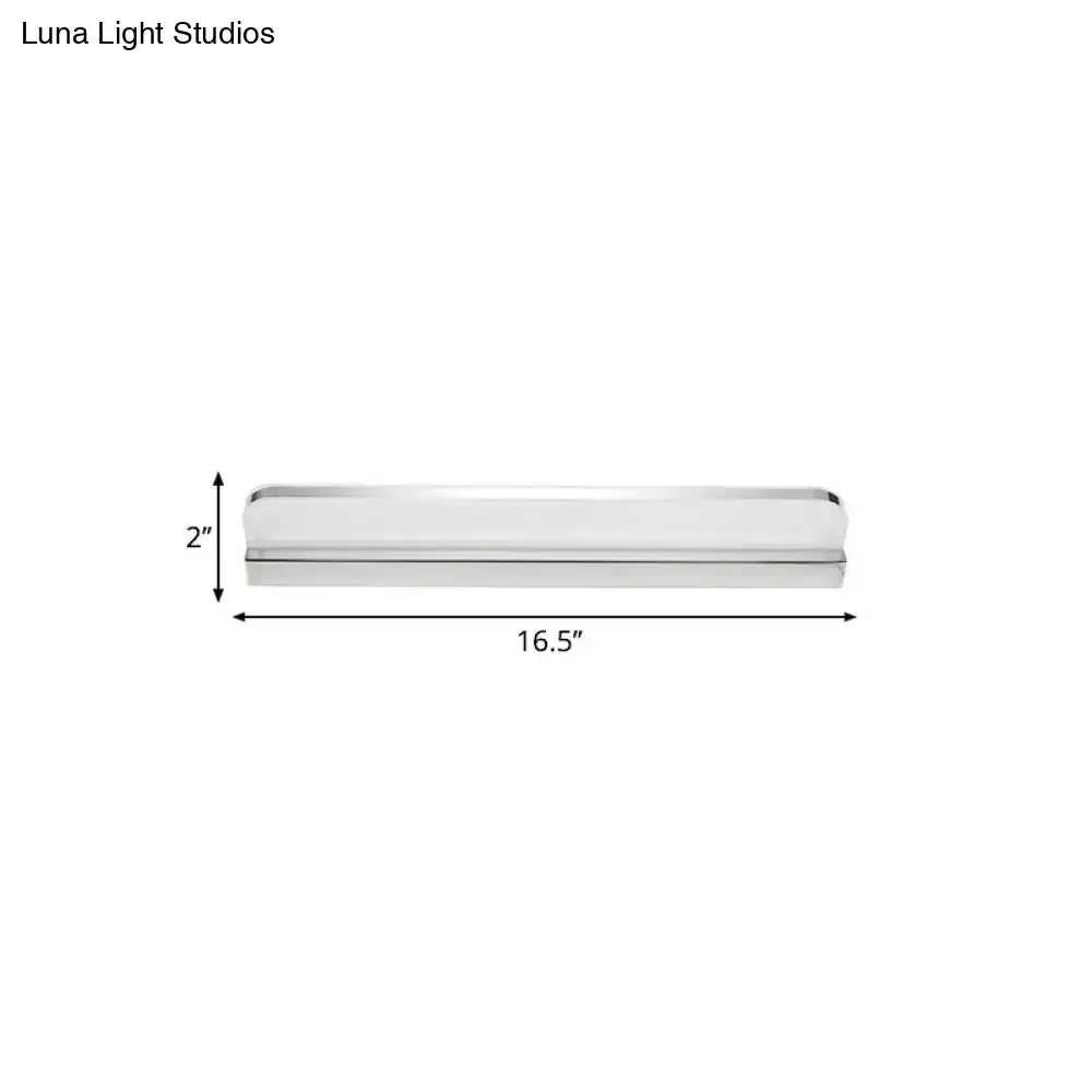 Minimalist chrome led vanity wall light with sleek rectangular design 2 by 16.5 inches modern bathroom wall lamp