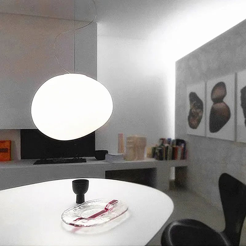 Minimalist Cobblestone White Acrylic Pendant Light - Decorbites