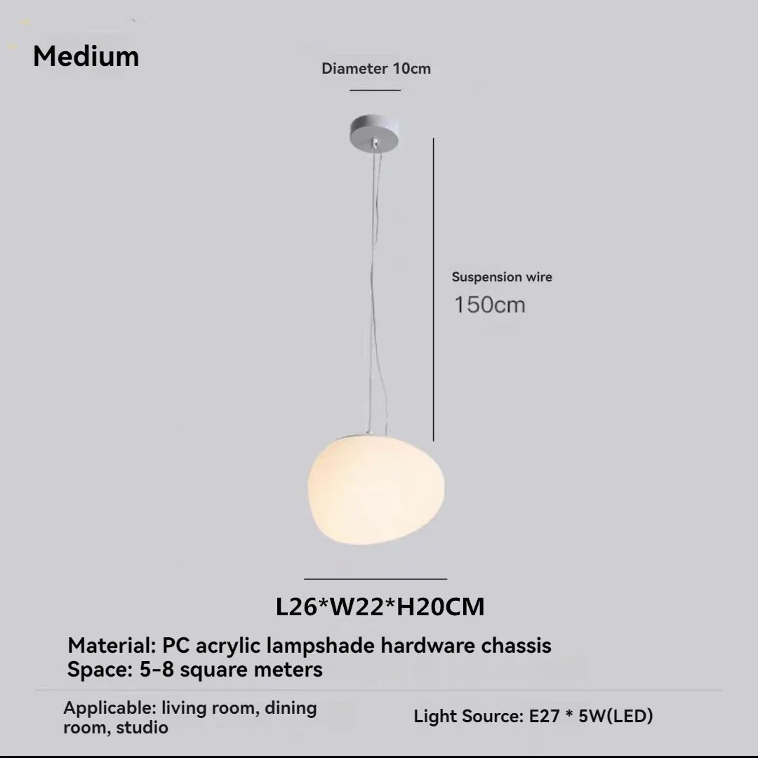 Minimalist Cobblestone White Acrylic Pendant Light - Decorbites