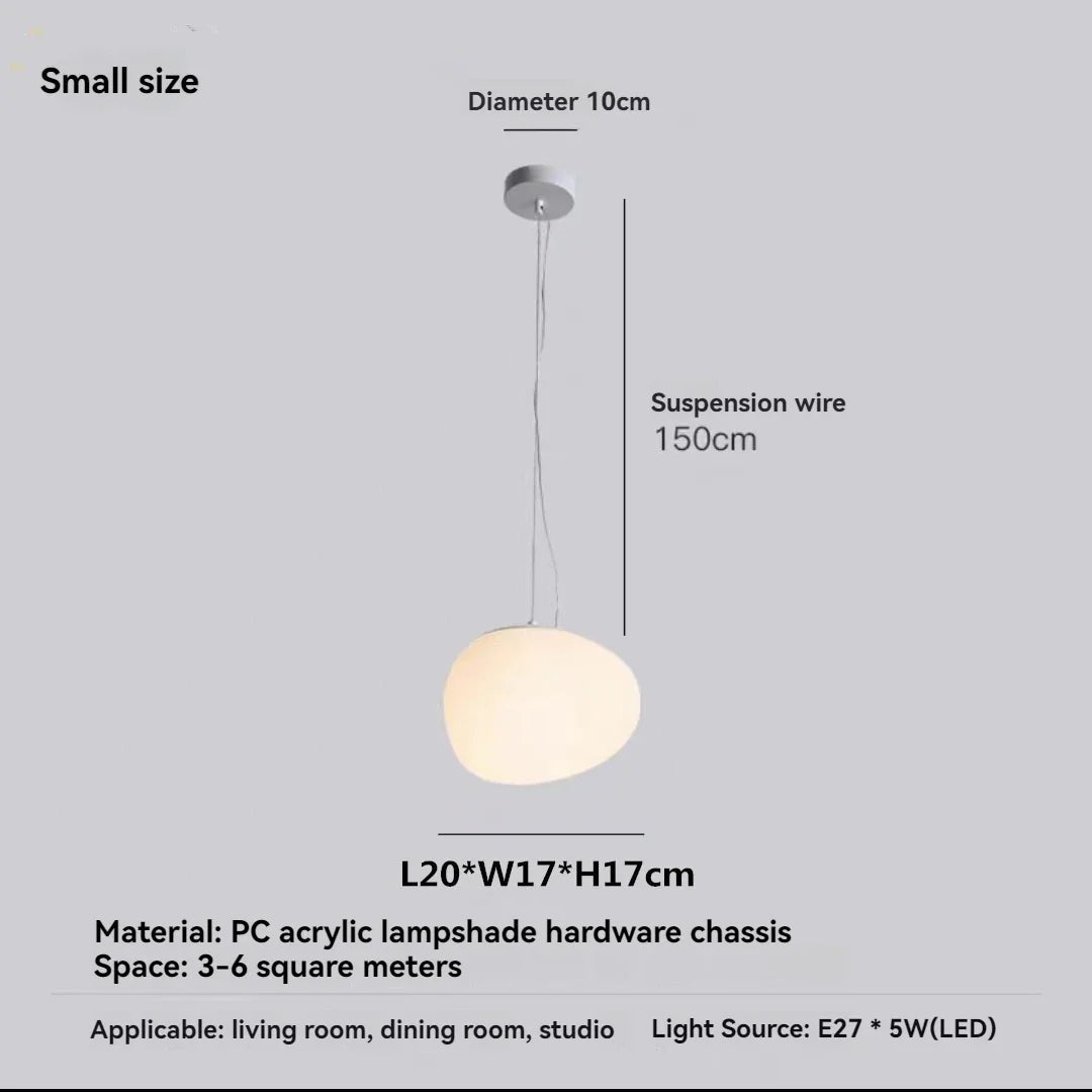 Minimalist Cobblestone White Acrylic Pendant Light - Decorbites