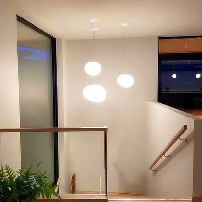 Minimalist Cobblestone White Acrylic Pendant Light - Decorbites