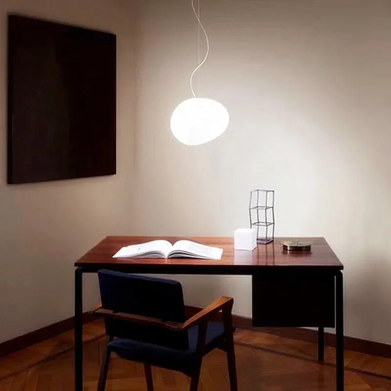 Minimalist Cobblestone White Acrylic Pendant Light - Decorbites