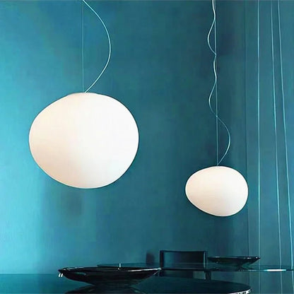 Minimalist Cobblestone White Acrylic Pendant Light - Decorbites