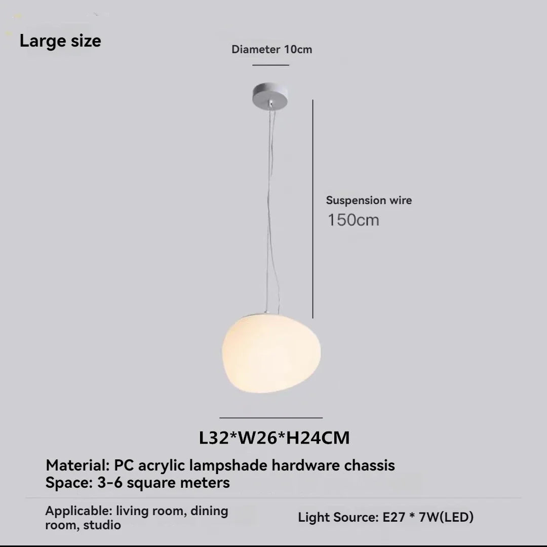 Minimalist Cobblestone White Acrylic Pendant Light - Decorbites