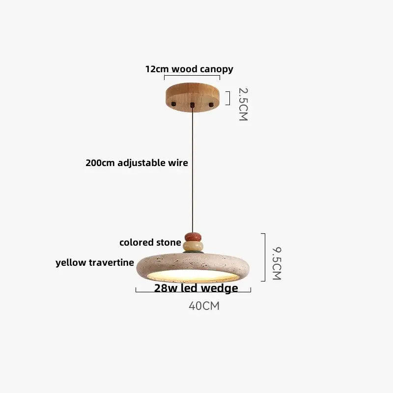 Minimalist concrete and wood led wood pendant light with yellow travertine shade and 12cm wooden canopy for dining room decorbites led wood pendant