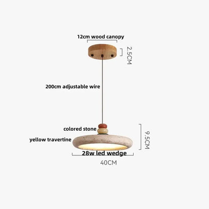 Minimalist concrete and wood led wood pendant light with yellow travertine shade and 12cm wooden canopy for dining room decorbites led wood pendant