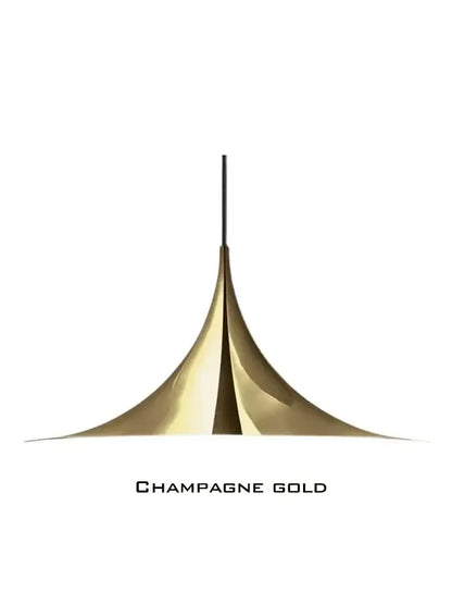 Champagne gold conical pendant light with sleek tapered design and polished finish for decorbites horn chandelier
