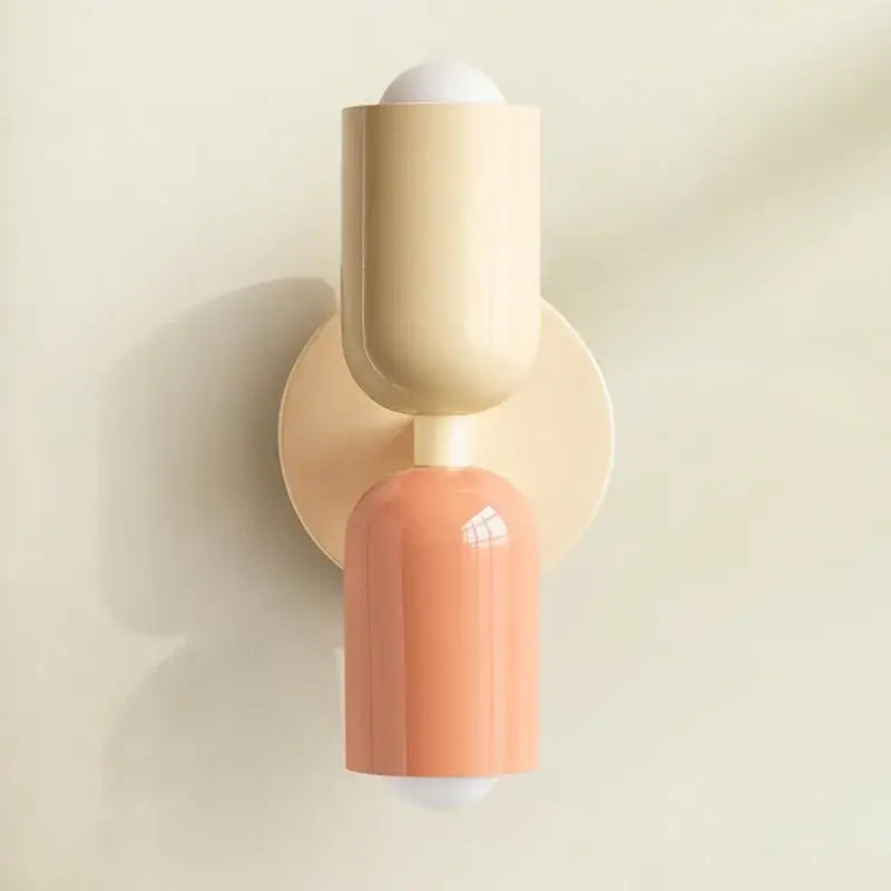 Minimalist cream and coral cylindrical double head wall lamps by decorbites for modern bedroom decor