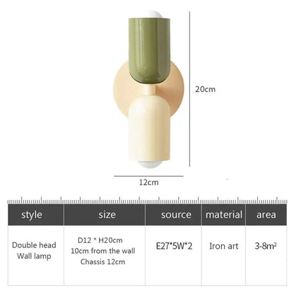 Minimalist cream double head wall lamps in olive green and cream with sleek modern design for bedroom decorbites cream double
