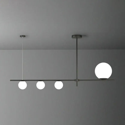 Decorbites minimalist cream glass globe island pendant light with black metal frame and three bulbs for dining room