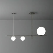 DecorBites™ minimalist globe island pendant light with cream glass globes for dining room in matte black frame
