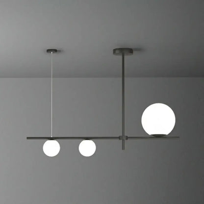 DecorBites™ minimalist globe island pendant light with cream glass globes for dining room in matte black frame
