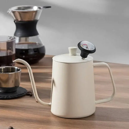 Minimalist cream stainless steel glass coffee maker kettle with pressure gauge for precise pour over brewing decorbites glass coffee