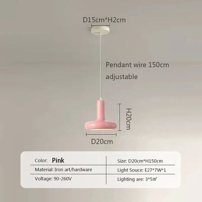 Pink ceramic pendant light with smooth rounded shade and iron hardware ideal for minimalist dining room decorbites disc shaped