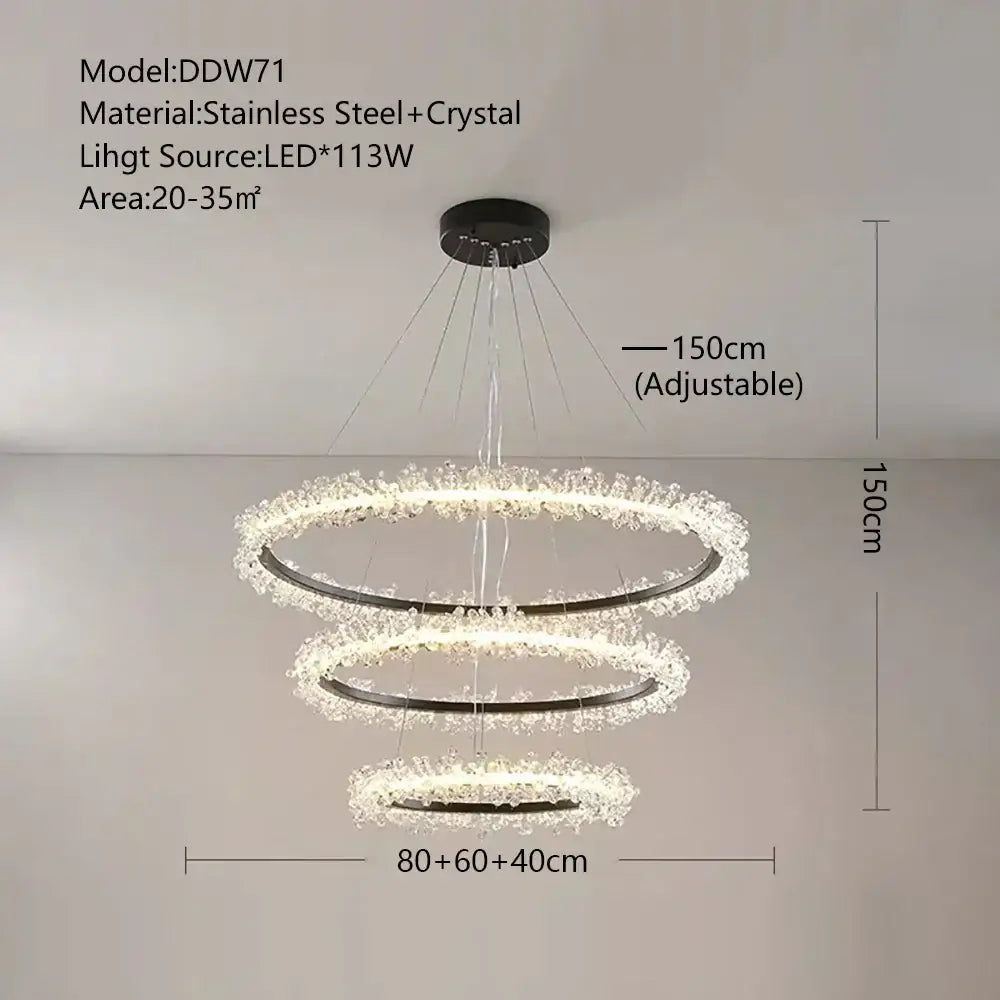 Modern tiered chandelier with gold black ring design featuring black stainless steel and crystal for dining room decorbites crystal gold black lighting