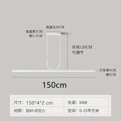 Minimalist decorbites black art led ceiling chandelier with white aluminum and acrylic pendant light and adjustable chain